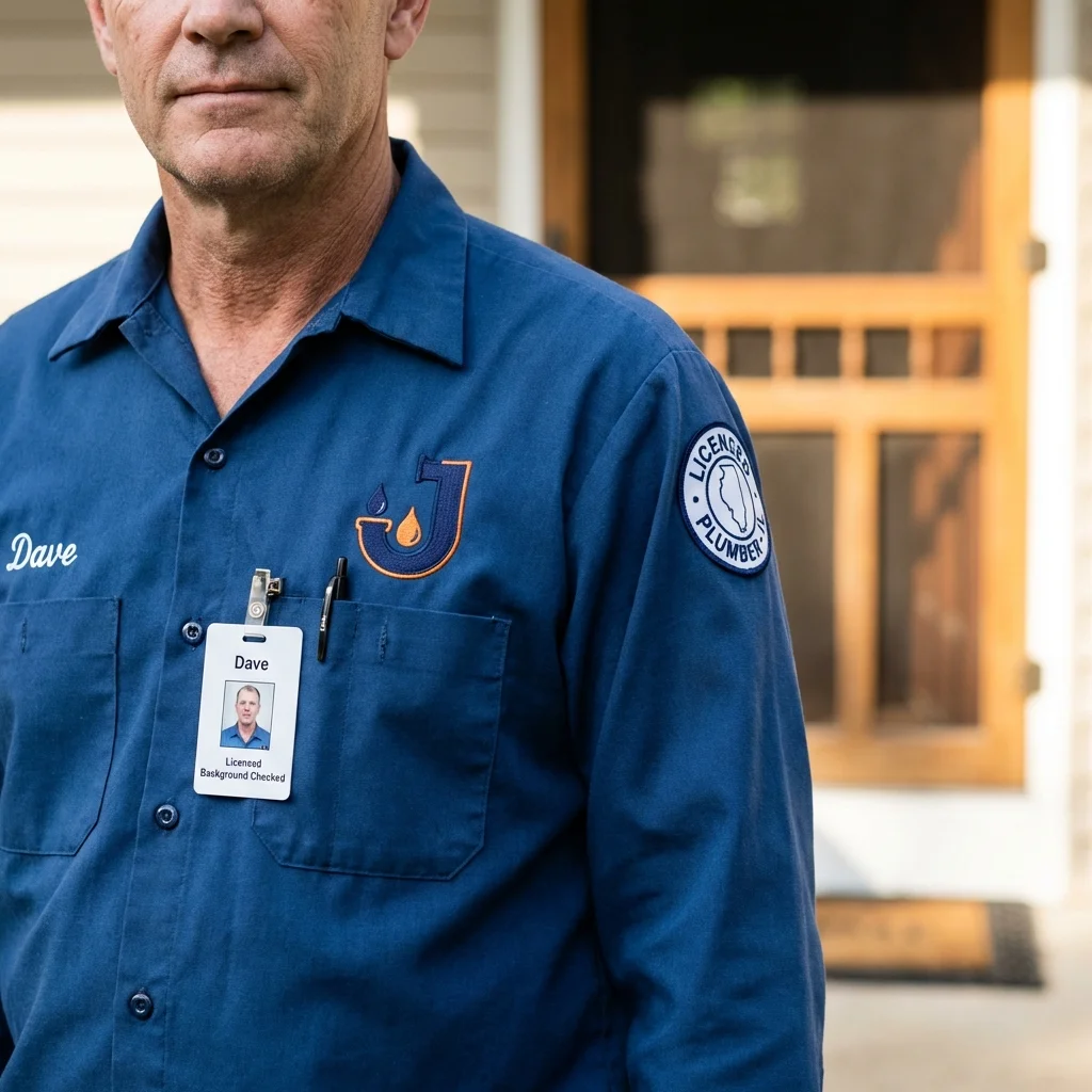 Licensed plumber showing ID badge in Wellton, AZ