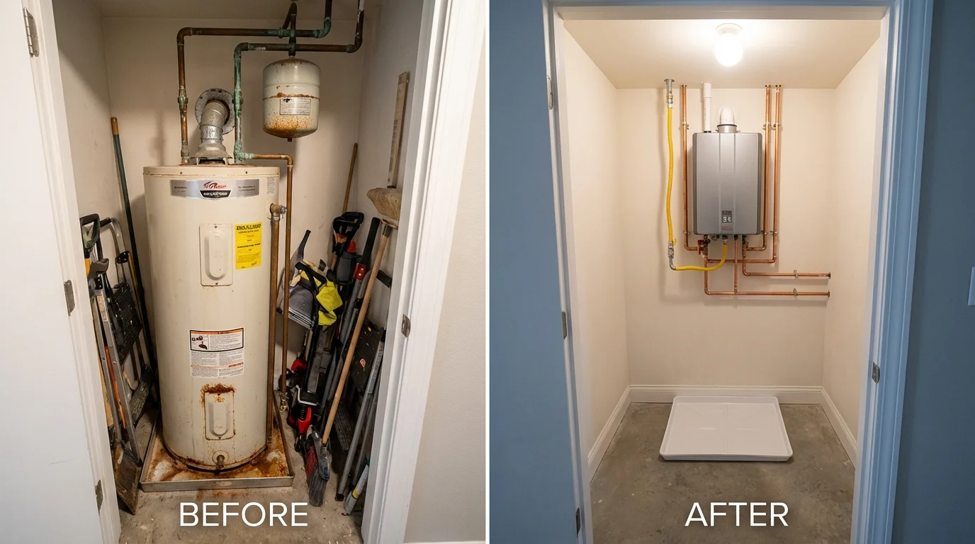 Tank water heater versus wall-mounted tankless unit comparison for Wellton, AZ homeowners