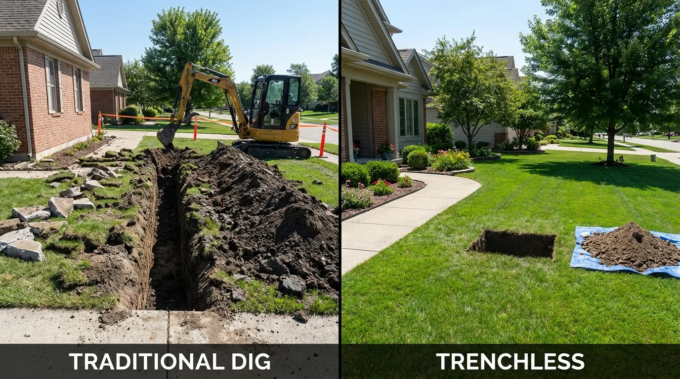 Trenchless sewer repair with minimal yard damage versus traditional excavation in Wellton, AZ
